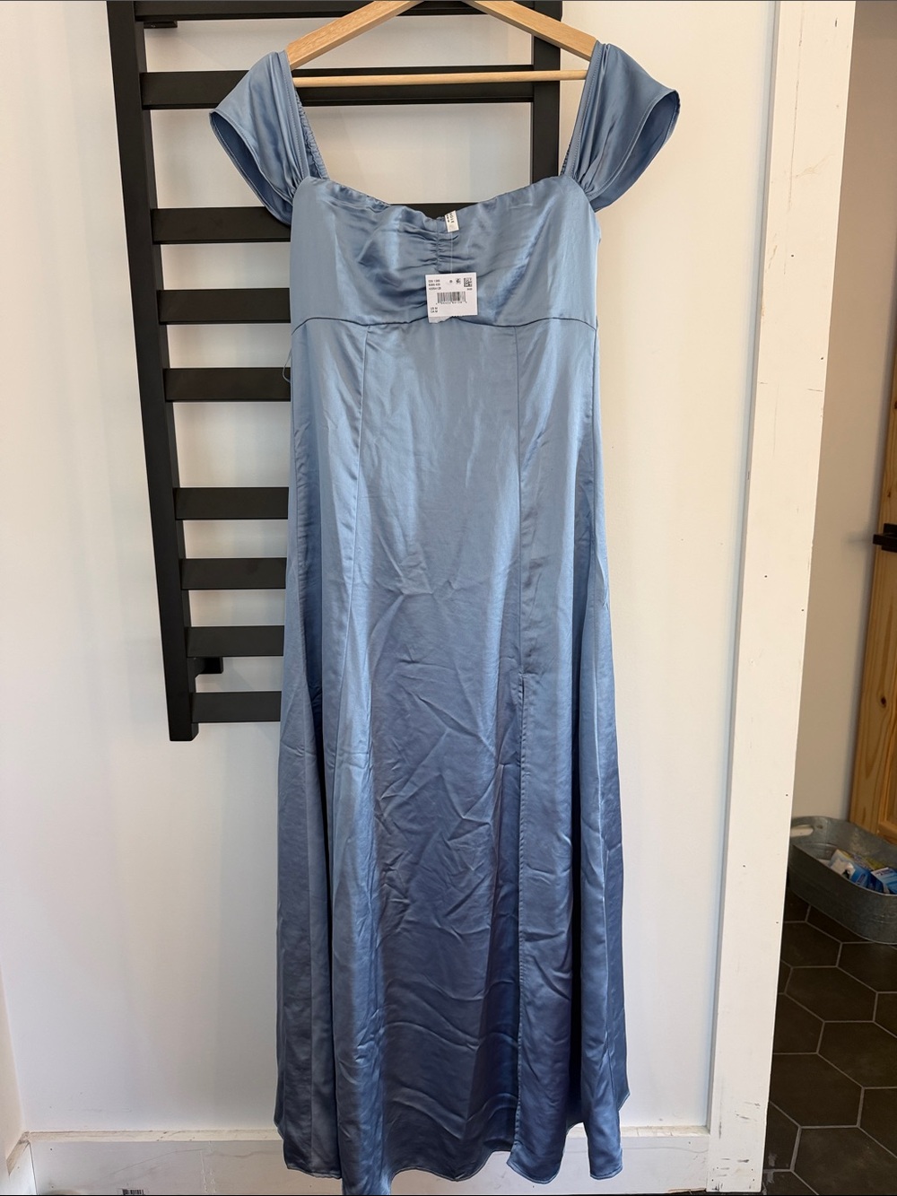 American Eagle Outfitters Light Blue Satin Maxi Dress